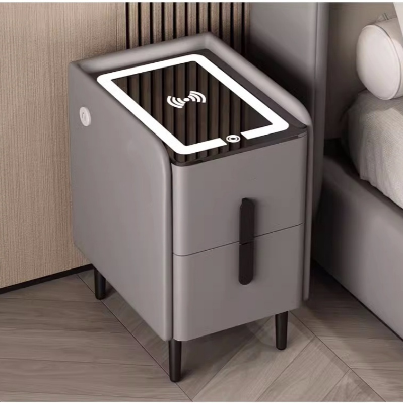 Solid Wood Nightstand 2 Drawers - Table de chevet intelligente de style