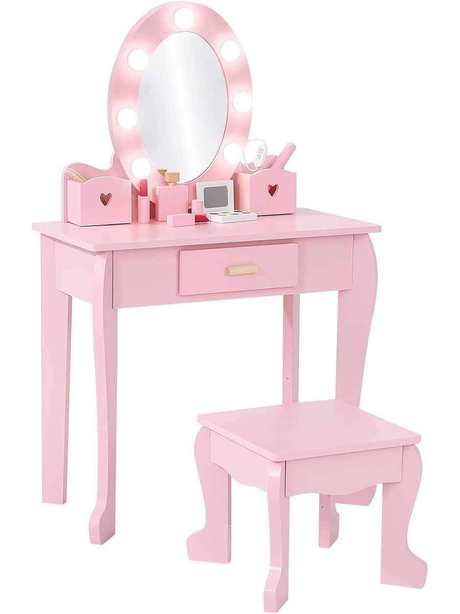 Dressing Table Vanity With Lighted Mirror - Ensemble coiffeuse et tabouret pour enfants