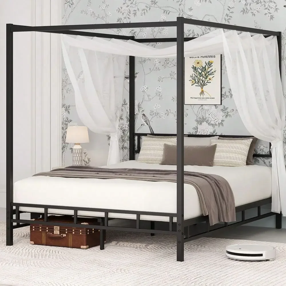 Canopy Bed Frame Metal Queen - Cadre de lit à baldaquin en