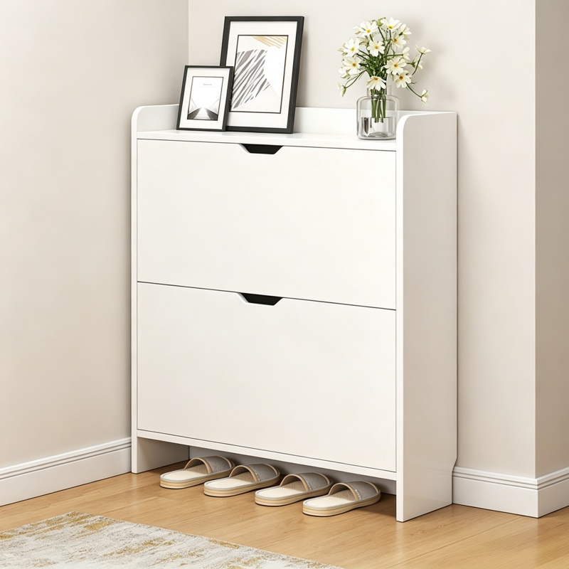Shoe Rack Cabinet Narrow Entryway - Meuble à chaussures en bois à