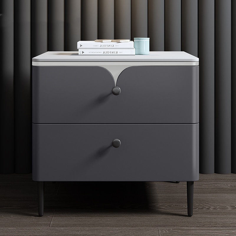 Solid Wood Nightstand 2 Drawers - Table de chevet moderne en bois