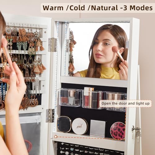 Fluted 360 °   Armoire à bijou - Full Length Mirror Jewelry Armoire avis et prix