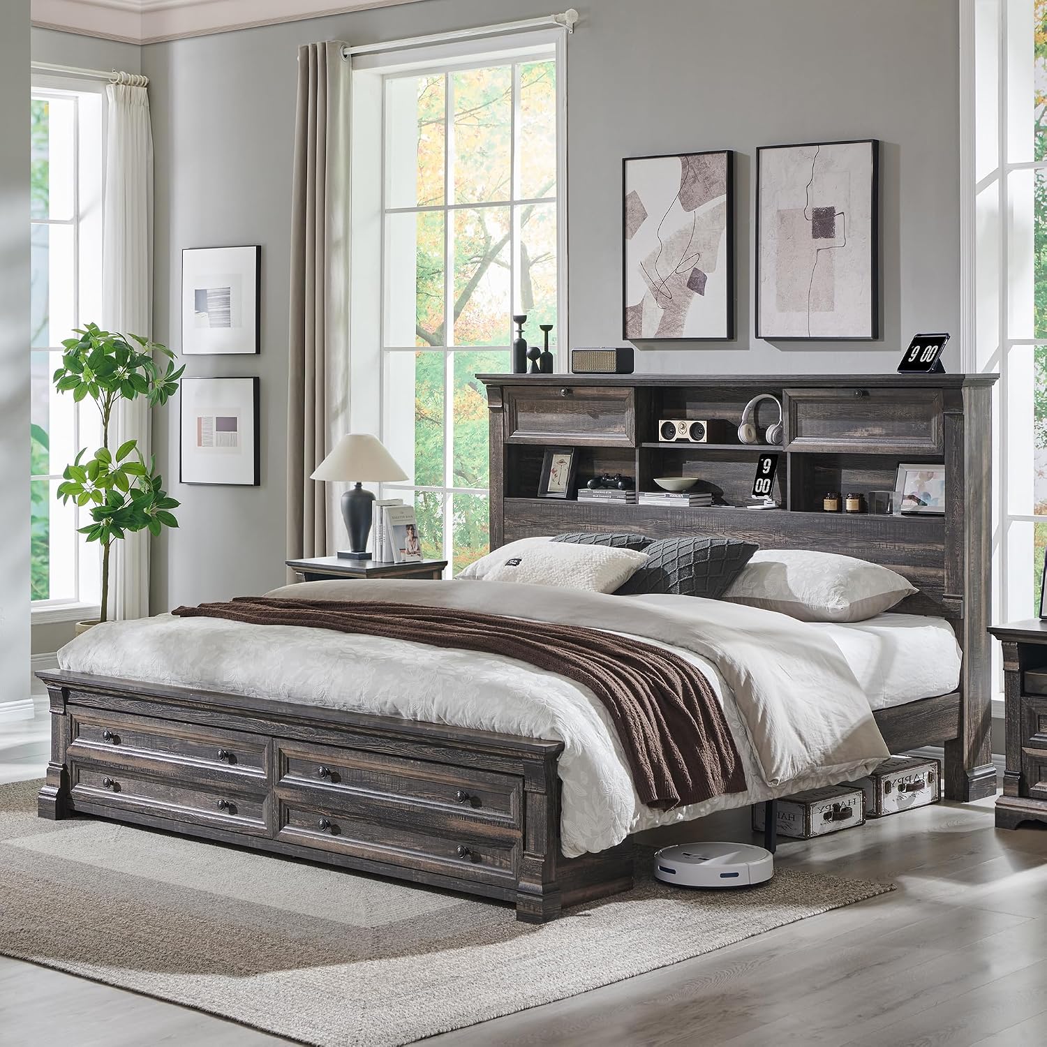 Cadre de lit King Size, tête d - King Size Bed Frame With Storage Drawers avis et prix