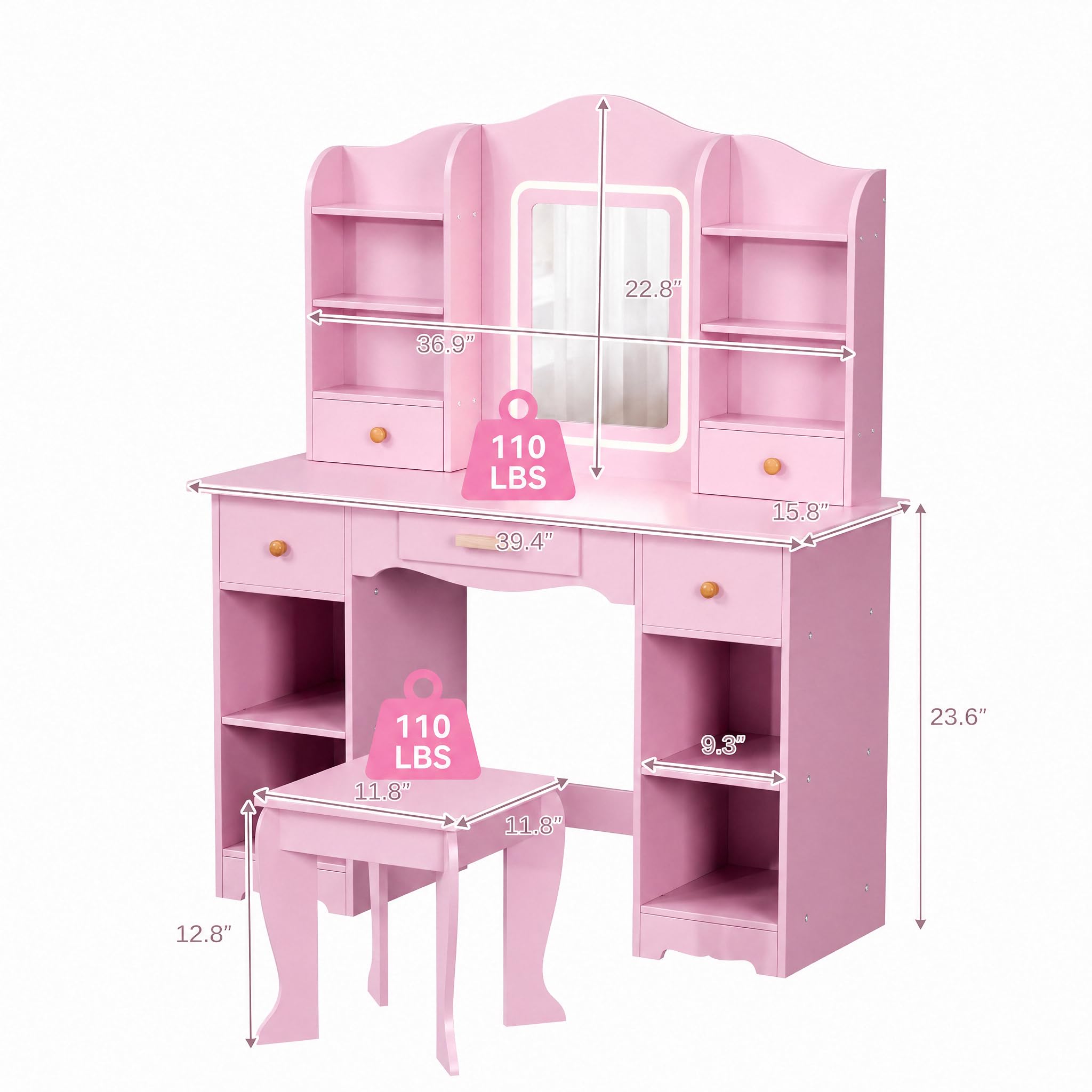 Coiffeuse pour enfants avec lu - Dressing Table Vanity With Lighted Mirror avis et prix