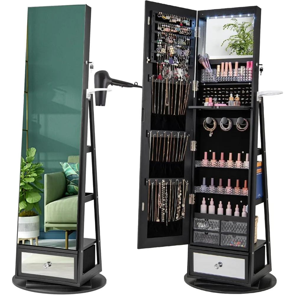 360 °   Armoire à bijoux pivot - Full Length Mirror Jewelry Armoire avis et prix