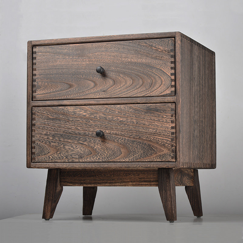 Table de chevet rétro en bois  - Solid Wood Nightstand 2 Drawers avis et prix