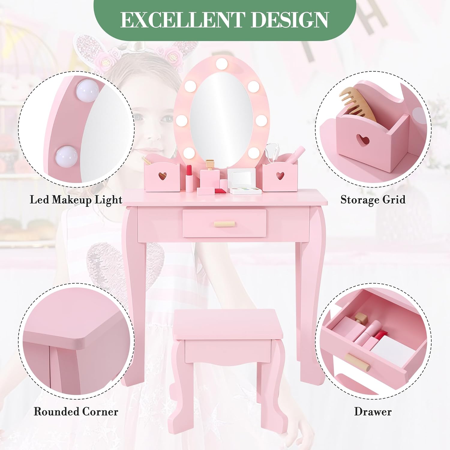 Ensemble coiffeuse et tabouret - Dressing Table Vanity With Lighted Mirror avis et prix