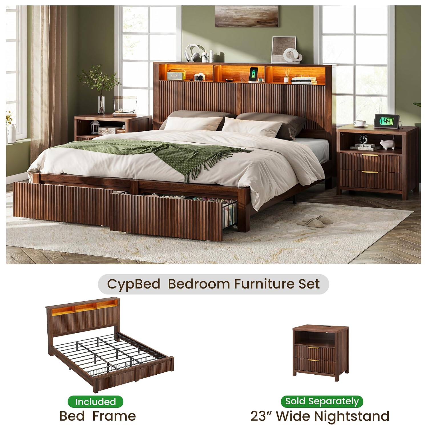 Cadre de lit King Size avec tê - King Size Bed Frame With Storage Drawers avis et prix