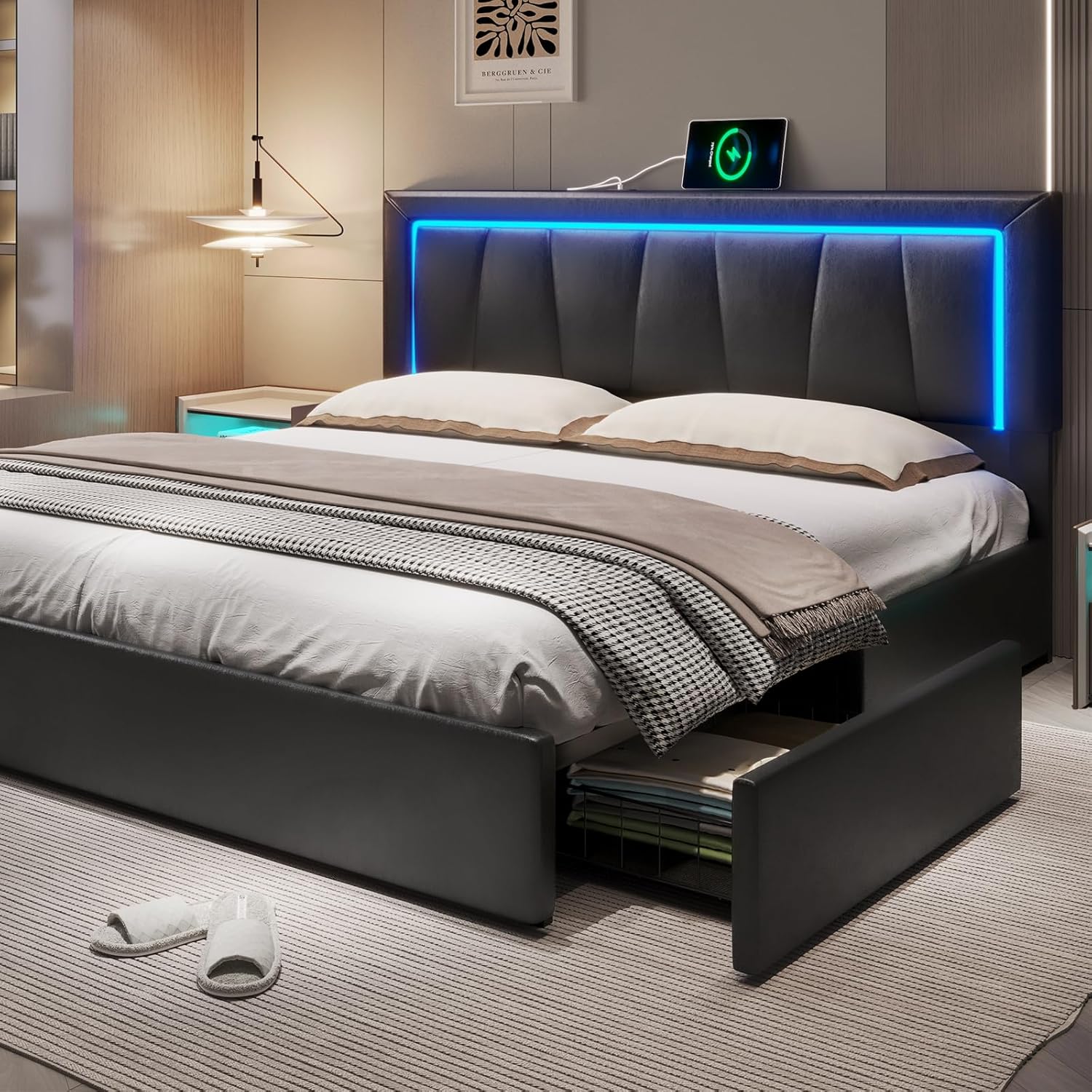 Cadre de lit California King a - King Size Bed Frame With Storage Drawers avis et prix