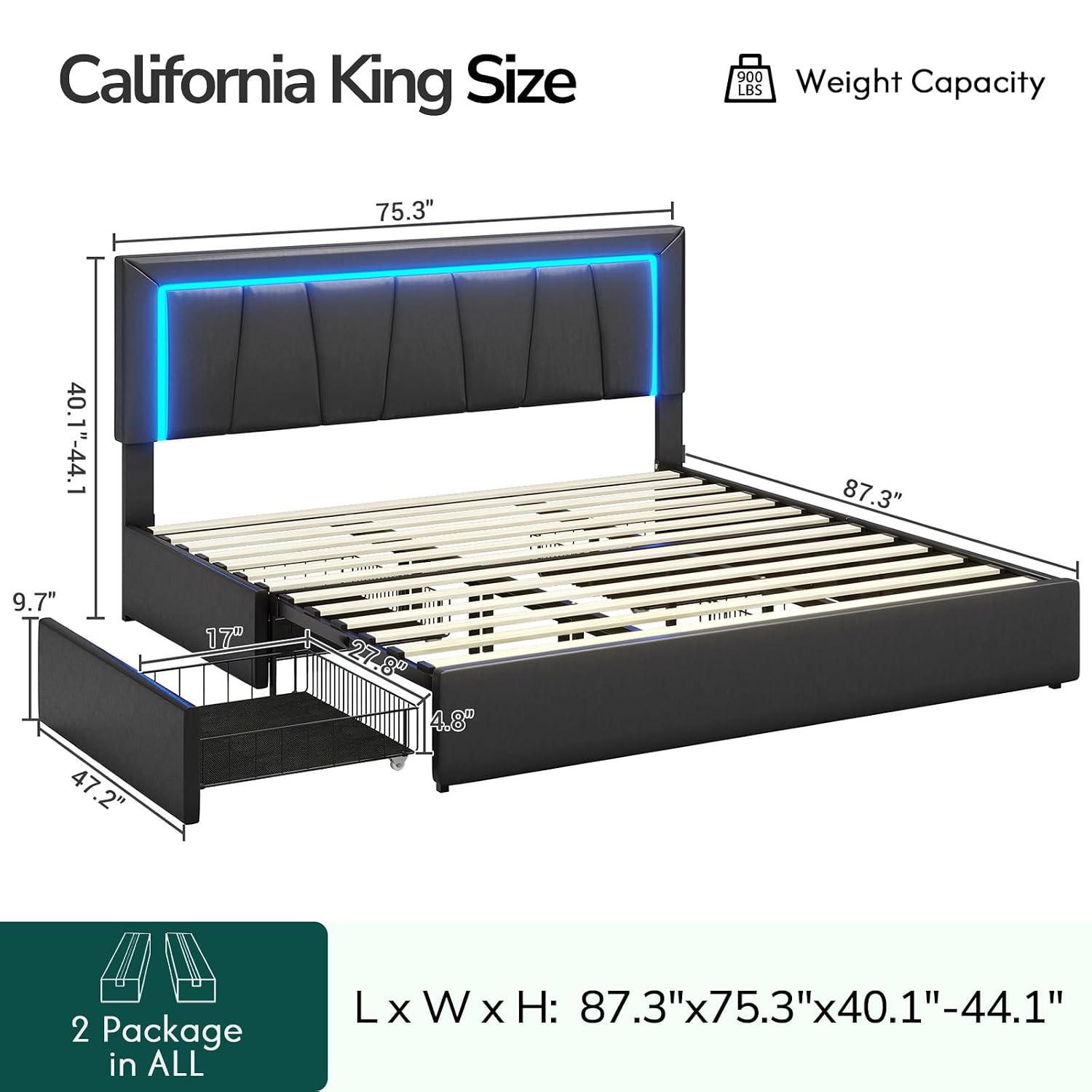 Cadre de lit California King a - King Size Bed Frame With Storage Drawers avis et prix