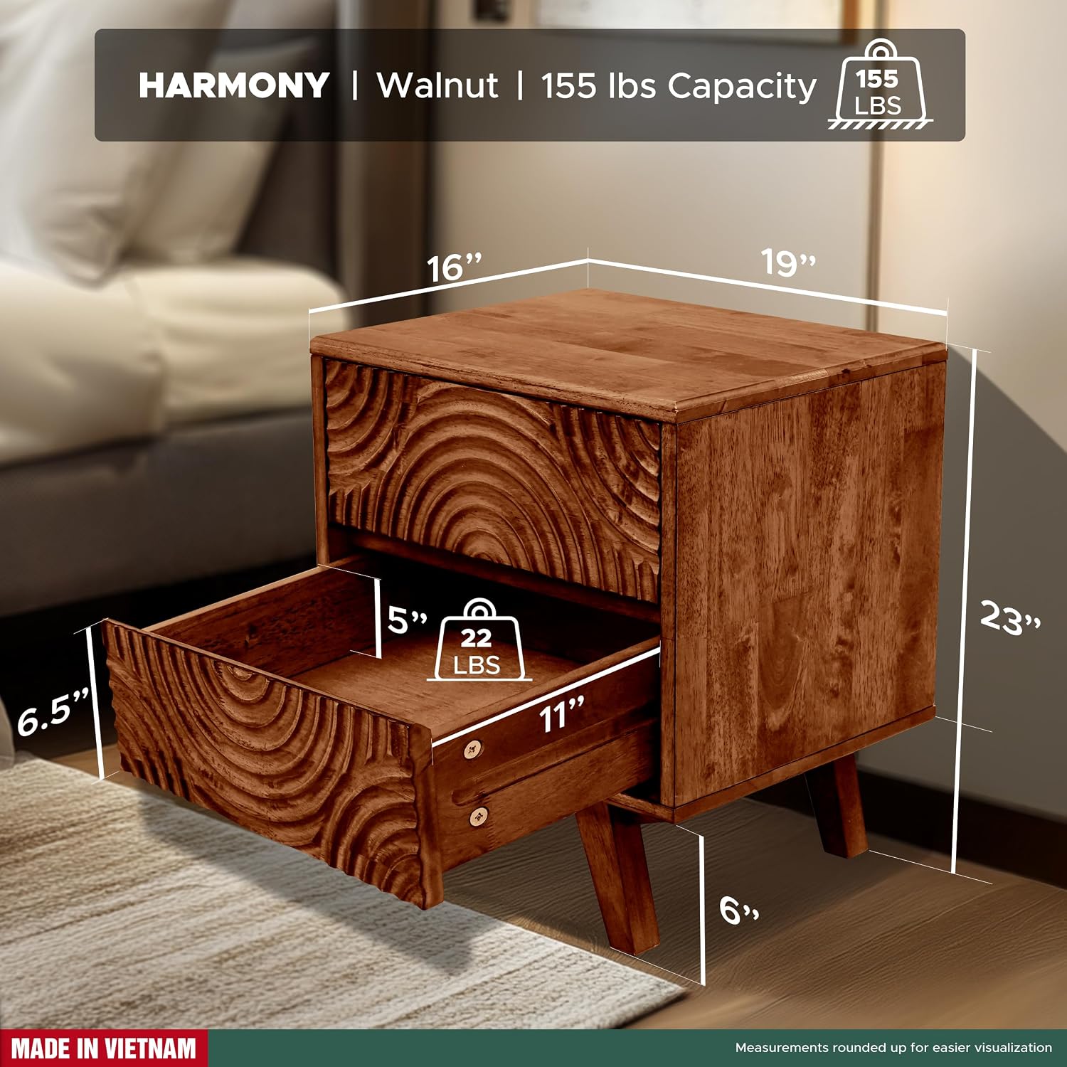 Table de chevet en bois massif - Solid Wood Nightstand 2 Drawers avis et prix