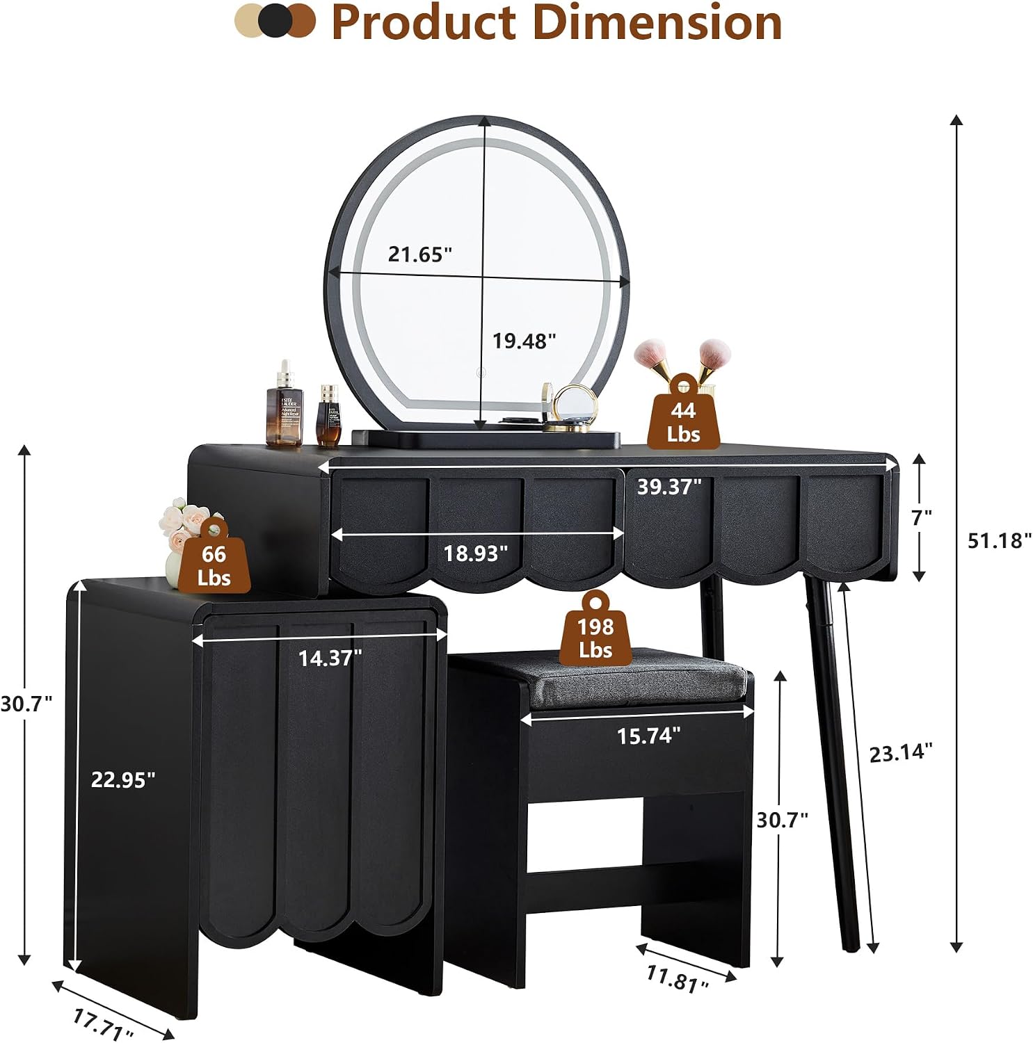 Coiffeuse moderne avec miroir  - Dressing Table Vanity With Lighted Mirror avis et prix