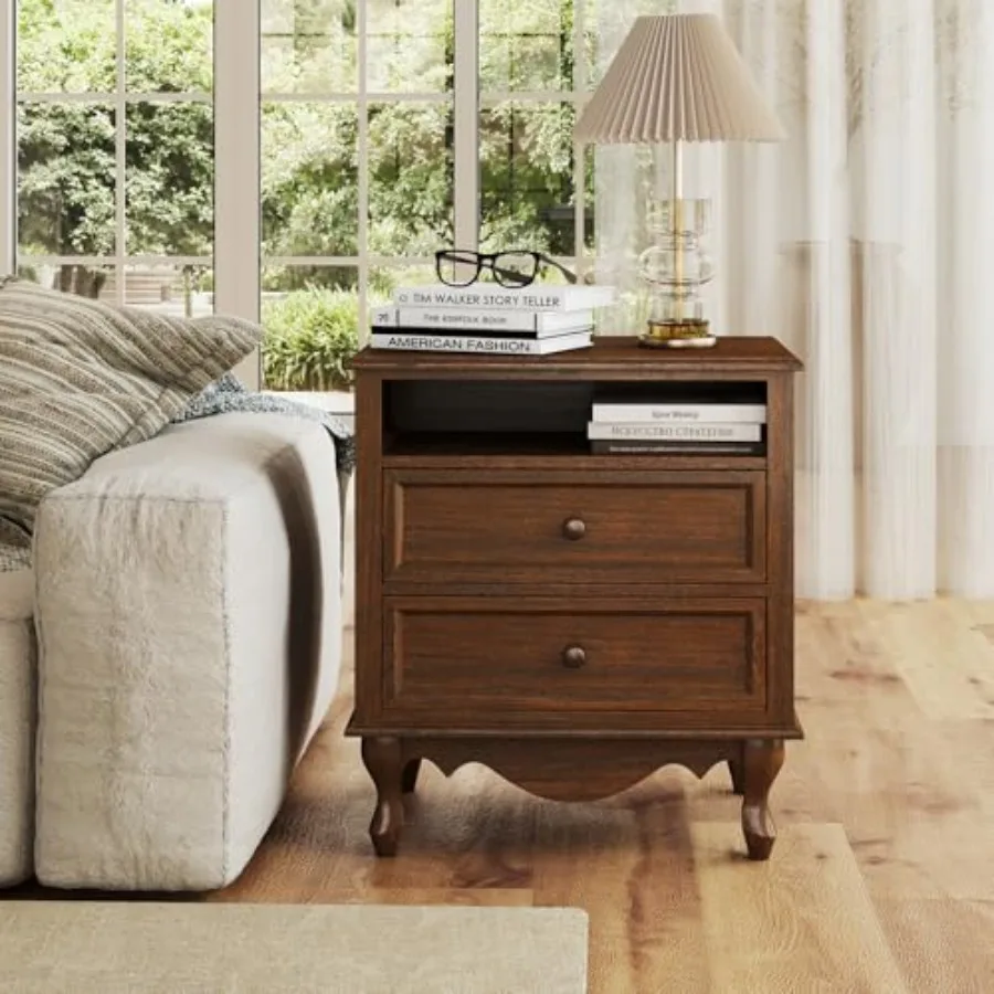 Table de chevet en bois massif - Solid Wood Nightstand 2 Drawers avis et prix