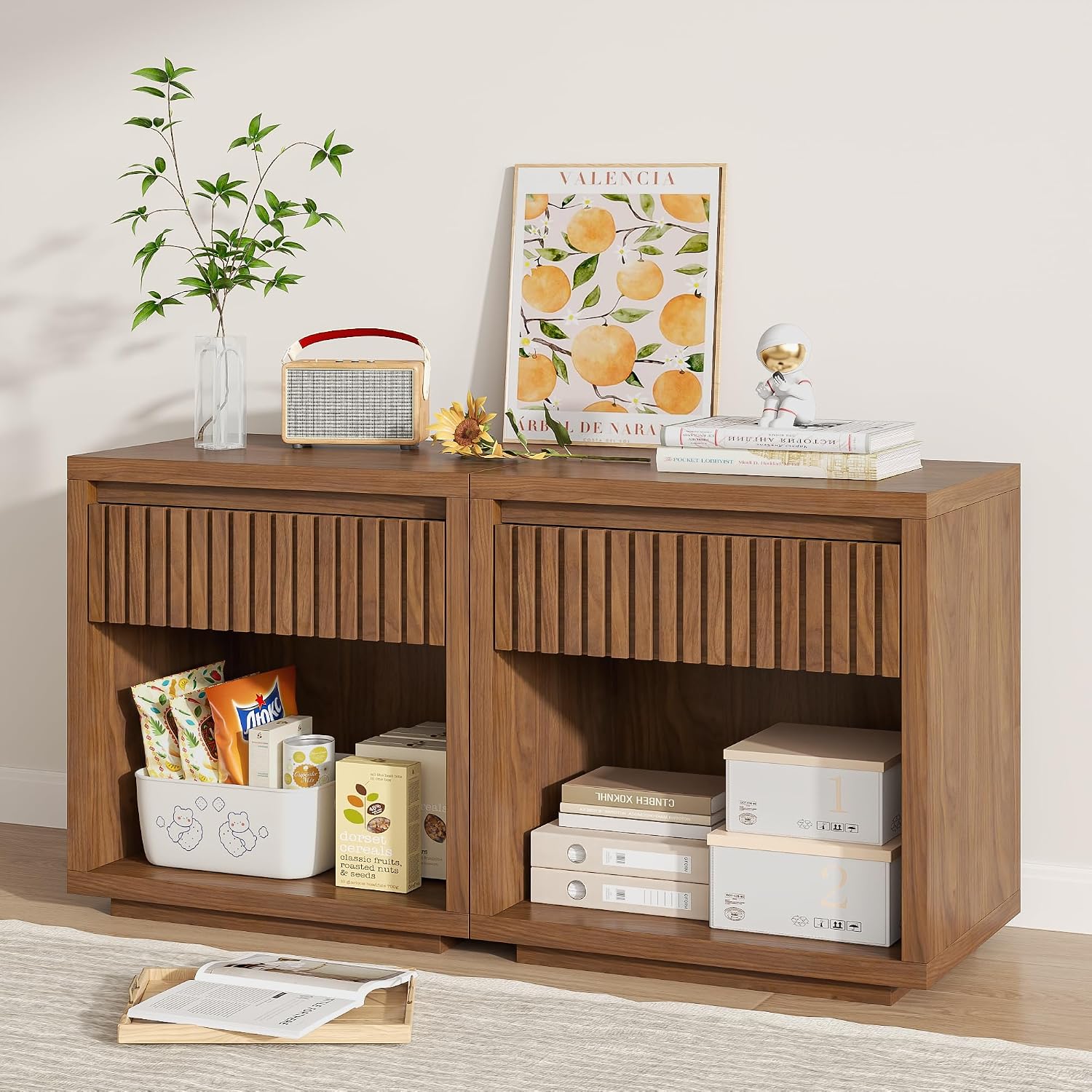 Ensemble de 2 tables de chevet - Solid Wood Nightstand 2 Drawers avis et prix