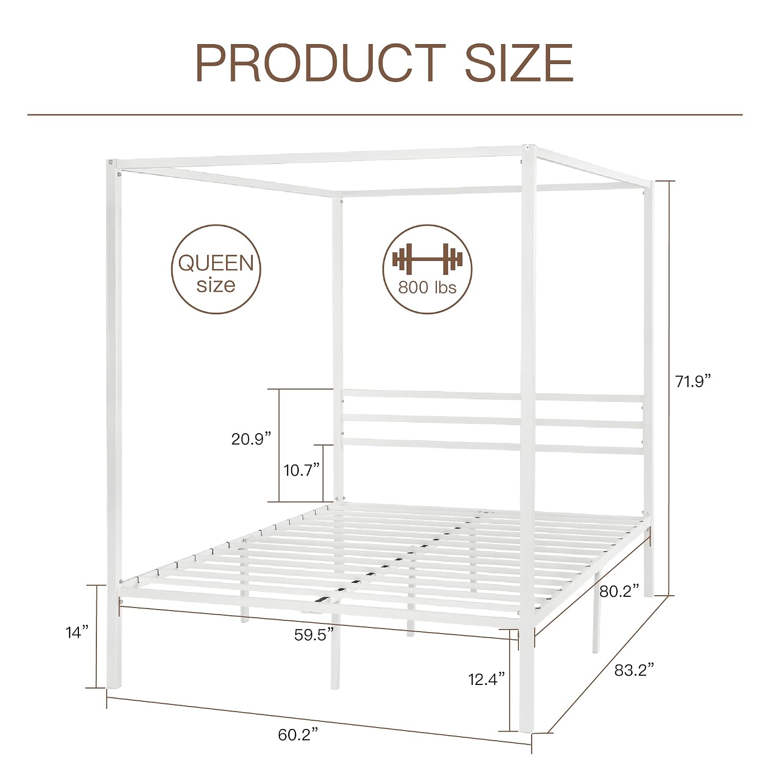 Cadre de lit à baldaquin Queen - Canopy Bed Frame Metal Queen avis et prix