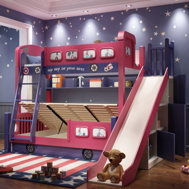 Lit superposé en bois pour enf - Bunk Bed With Stairs And Slide avis et prix