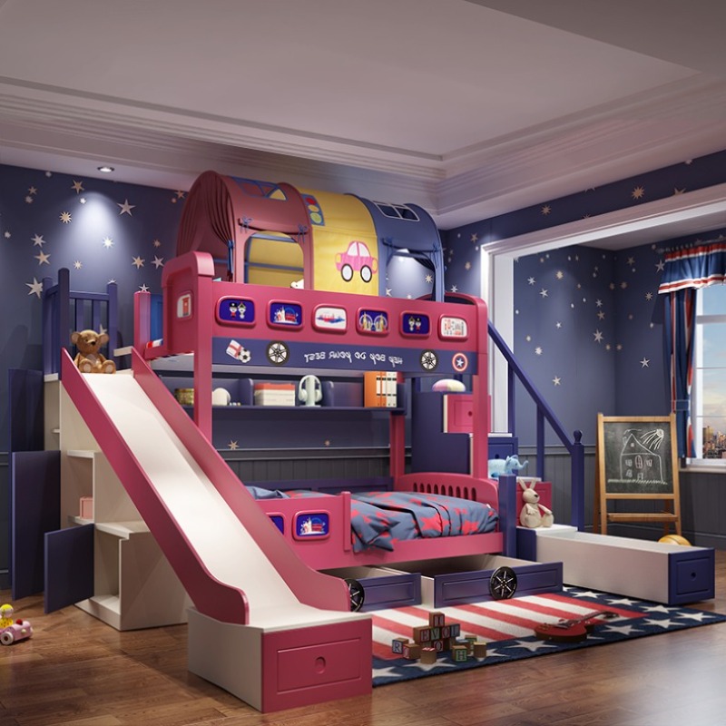 Lit superposé en bois pour enf - Bunk Bed With Stairs And Slide avis et prix