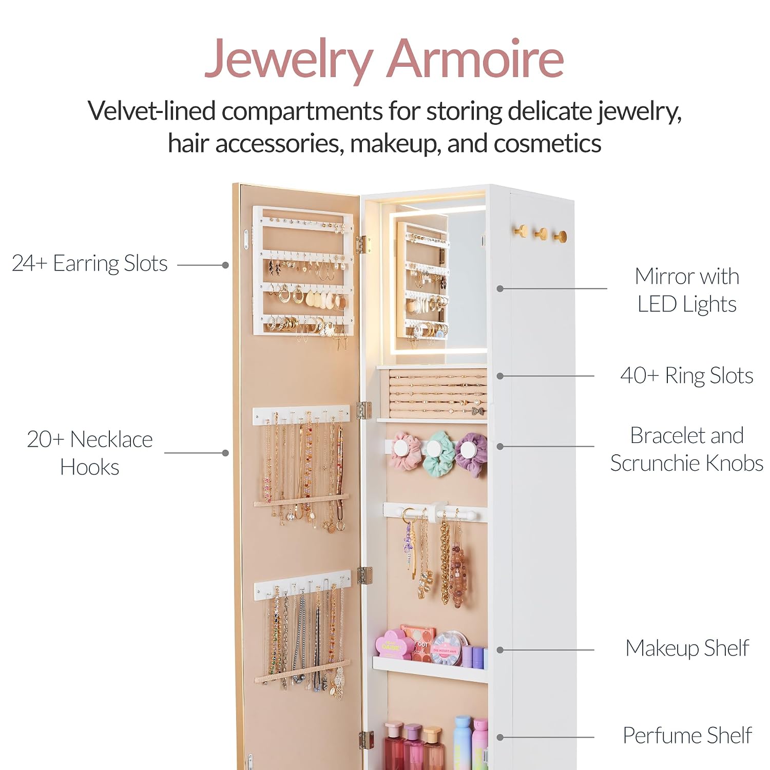Miroir rotatif avec armoire de - Full Length Mirror Jewelry Armoire avis et prix