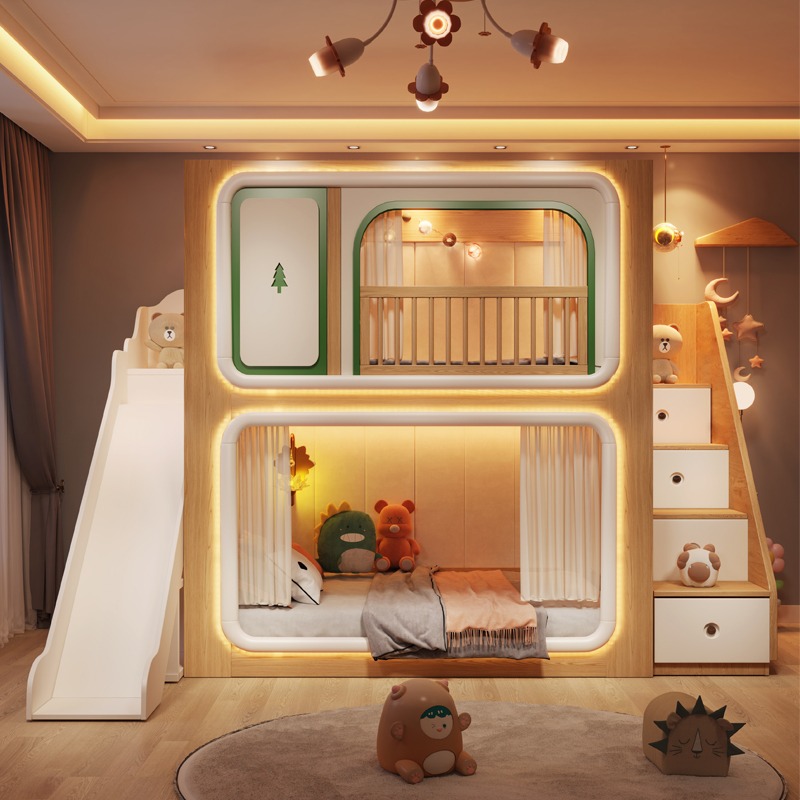 Loft Double étage enfants lits - Bunk Bed With Stairs And Slide avis et prix